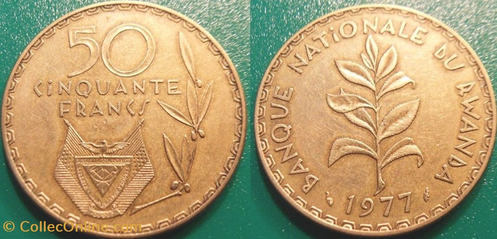 50 Franc 1977 monnaie monde rwandum 50 franc 1977