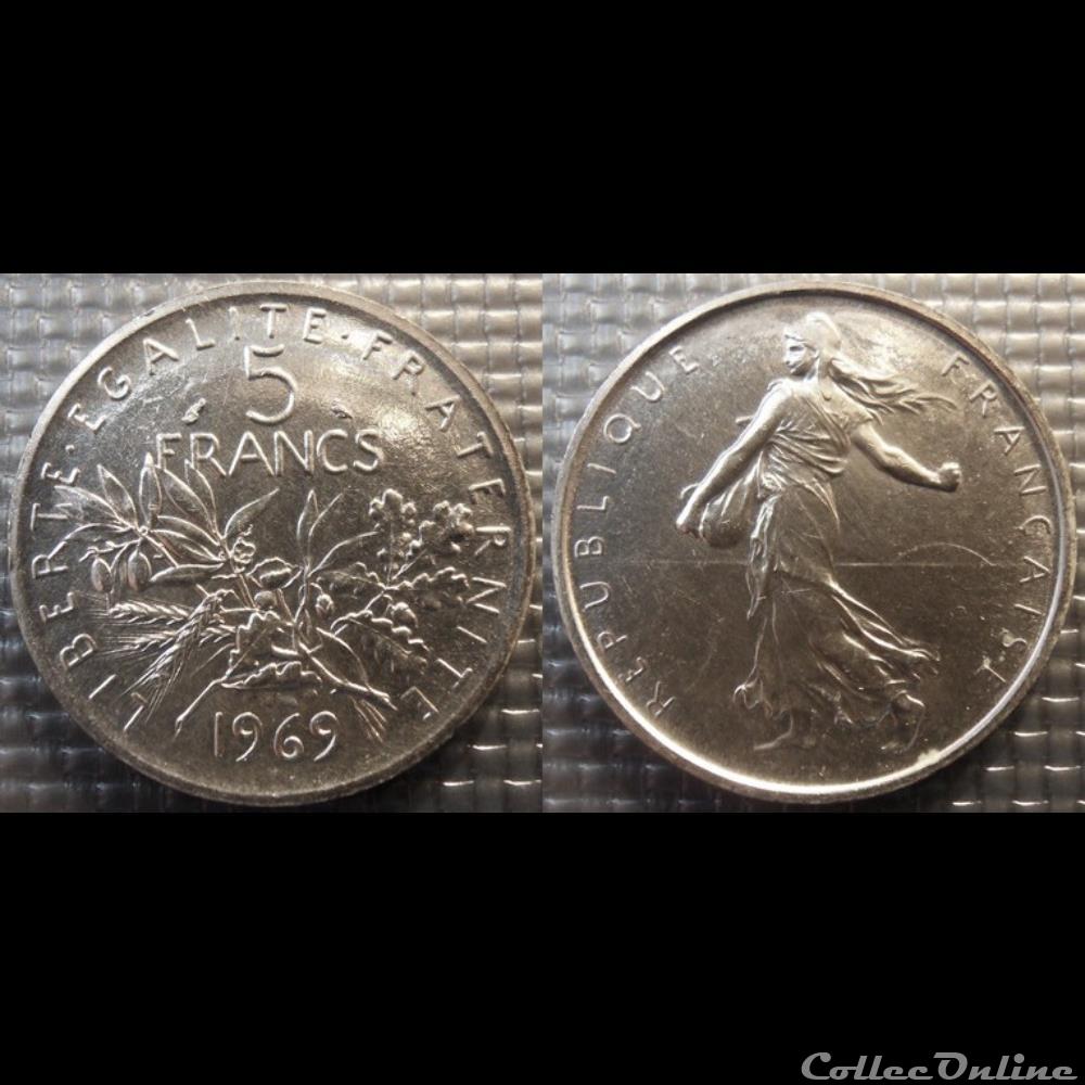 Kf 5 francs Semeuse 1969 29mm 12g monnaie france moderne kf 5 francs semeuse 1969 29mm 12g