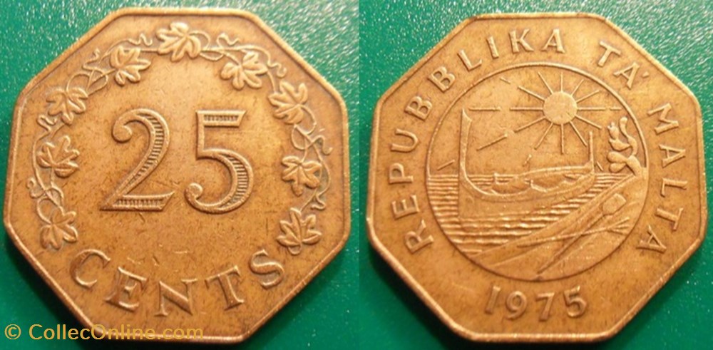 25 Cents 1975 monnaie monde malte 25 cents 1975