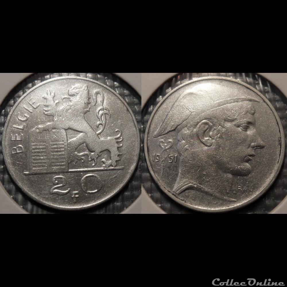 monnaie france moderne belgique 20 franc 1951 belgie