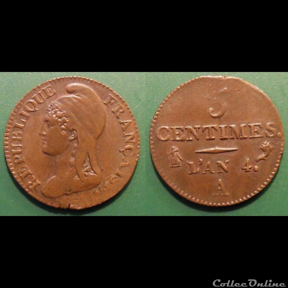 monnaie france moderne c directoire 5 centimes dupre an 4a