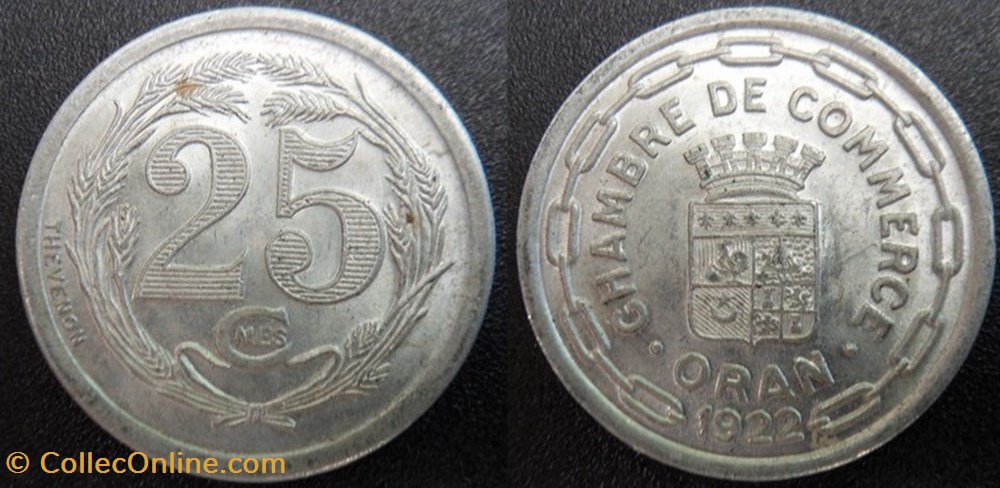 monnaies paranumismatique jetons poids p mn oran algerie 25 c 1922 al elie 10 4