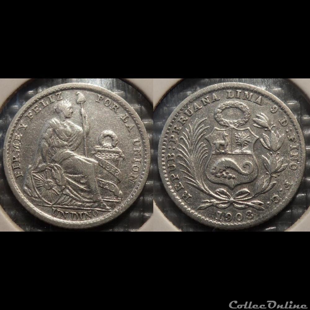 Pérou 1 Dinero 1908 F.G. monnaie perou 1 dinero 1908 f g
