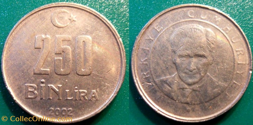 250 Bin Lira 2002 monnaie monde turquie 250 bin lira 2002
