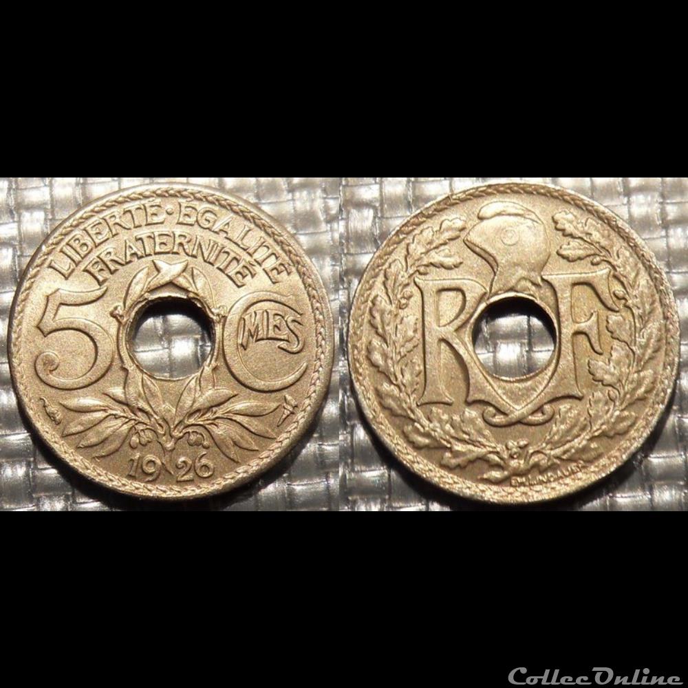 monnaie france moderne cc 5 centimes em lindauer 1926 17mm 2g