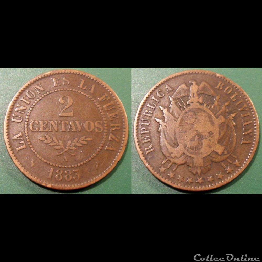 monnaie monde bolivie 2 centavos 1883 a