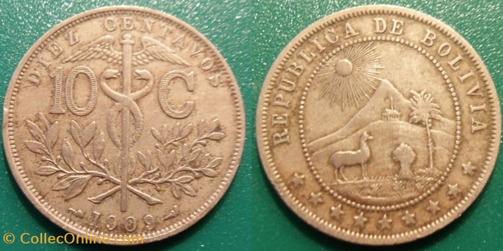 Bolivie 10 centavos 1909 monnaies monde bolivie 10 centavos 1909