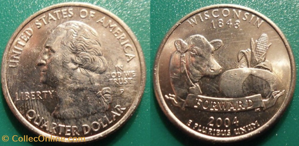 monnaie monde etat uni 1 4 dollar 2004 p wisconsin