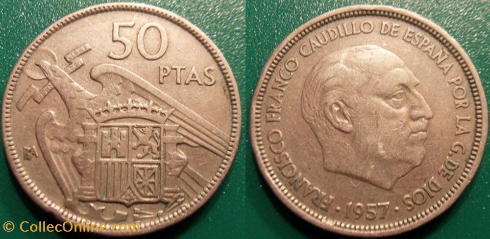 monnaie monde espagne 50 pesetas 1957