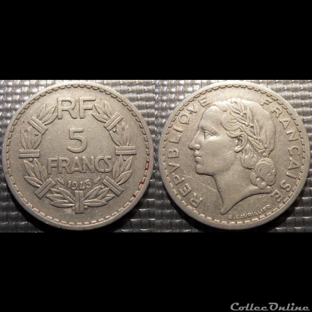Ke 5 francs Lavrillier 1945 31mm 3.5g monnaie france moderne ke 5 francs lavrillier 1945 31mm 3 5g