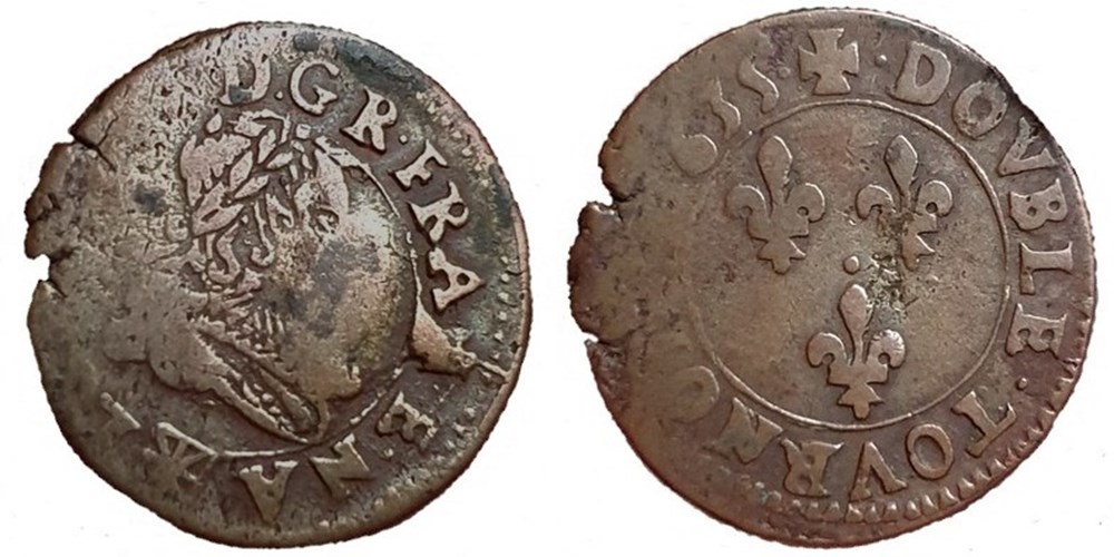 monnaies europe medievale france royales g1 louis xiii saint palais double tournois 1635 type 1