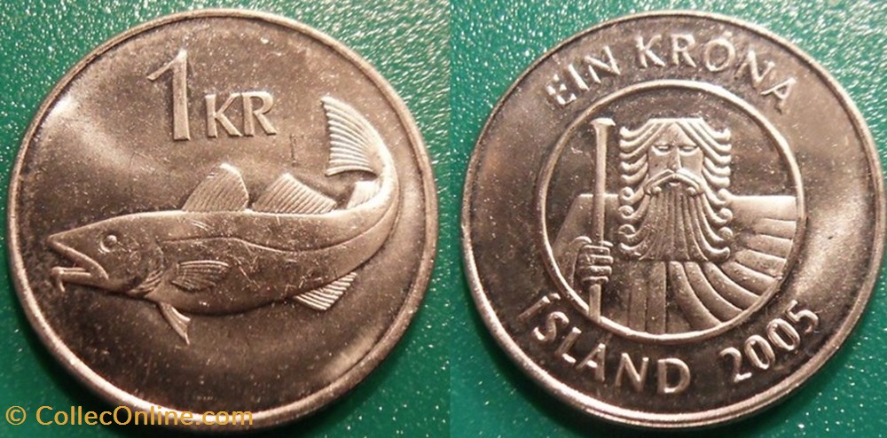 1 Krona 2005 monnaie monde islande 1 krona 2005