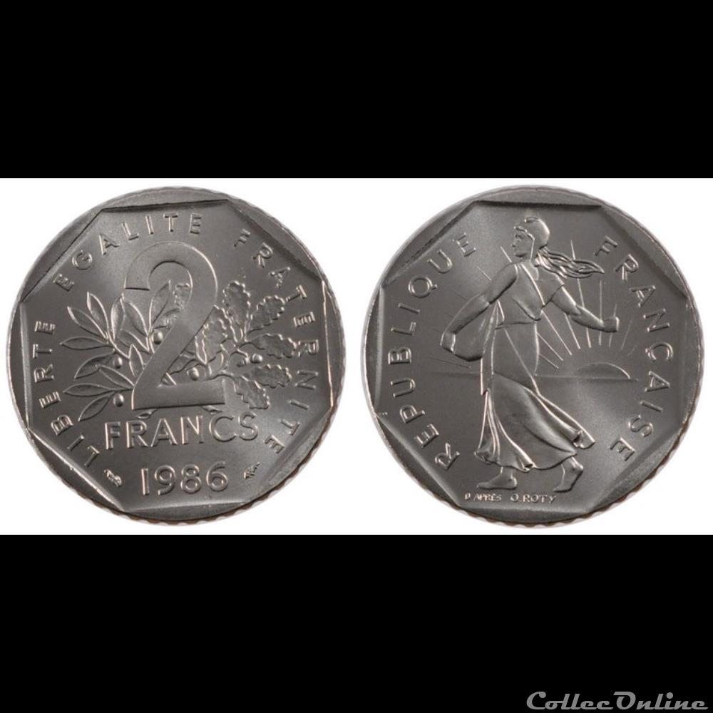 Jg 2 francs semeuse 1986 26.5mm 7.5g monnaie france moderne jg 2 francs semeuse 1986 26 5mm 7 5g