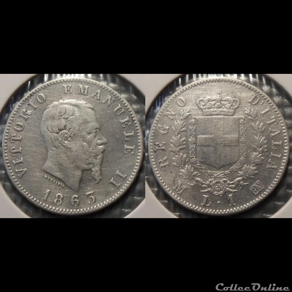 monnaie france moderne italie 1 lira 1863 m