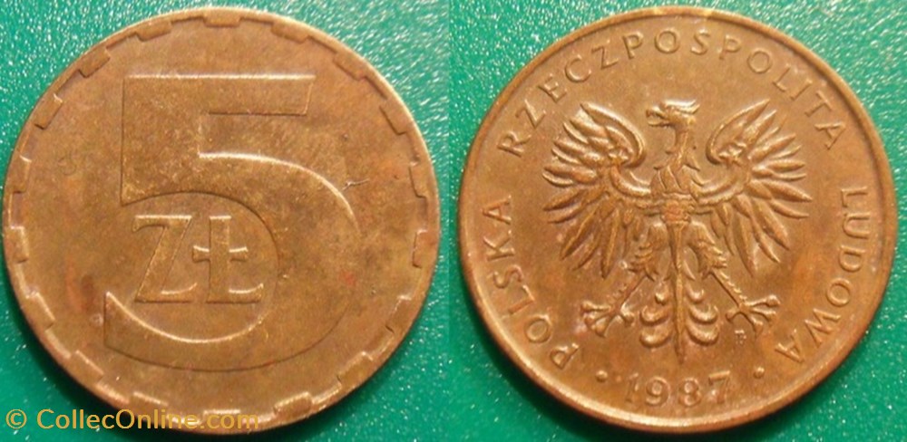 5 Zlotych 1987 monnaie monde pologne 5 zlotych 1987
