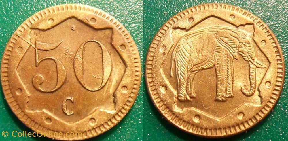 f- Jeton à consommer - jeton échange - 50c Eléphant monnaies jetons mereaux f jeton a consommer jeton echange 50c elephant