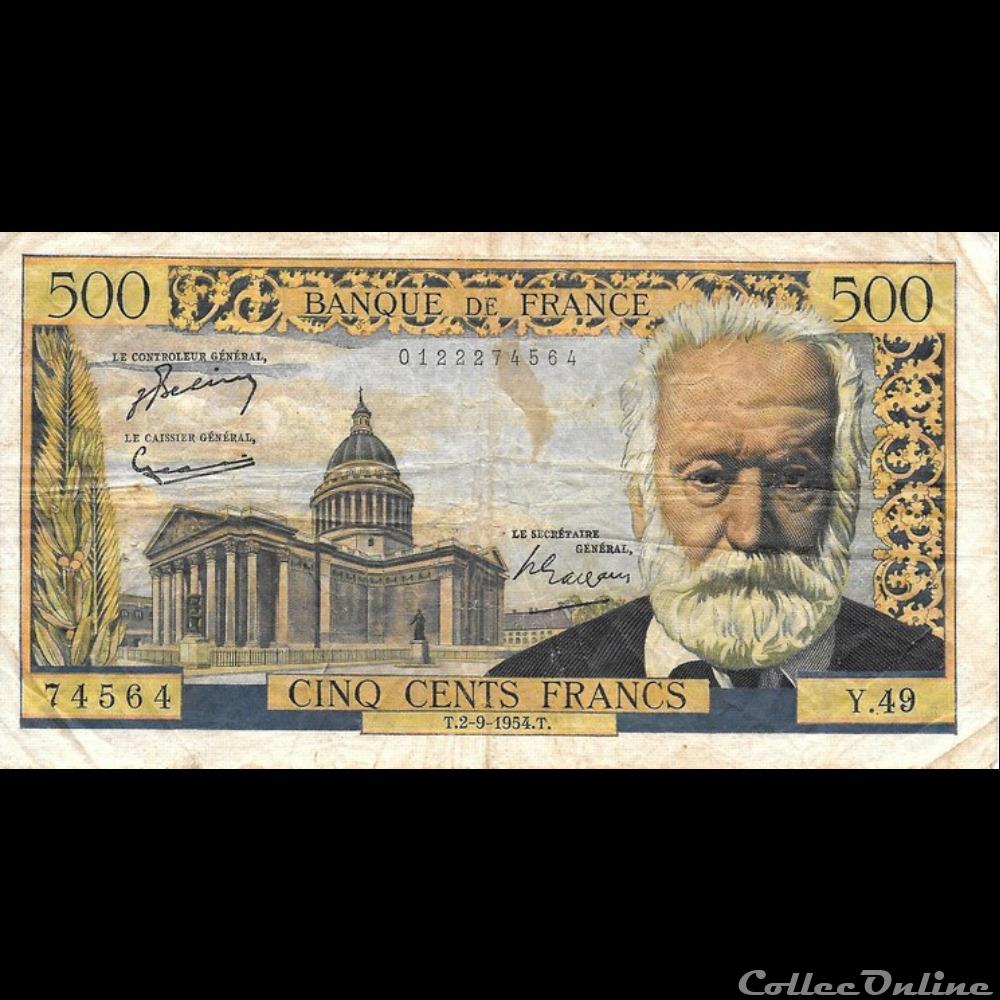 500 francs Victor Hugo billet france banque de xxe 500 francs victor hugo