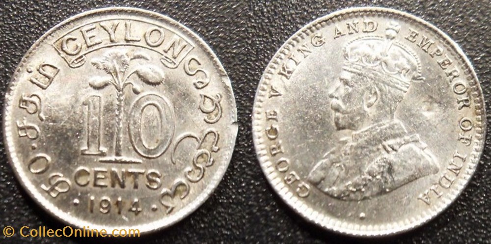 Sri Lanka Ceylan 10 Cents 1914 monnaies sri lanka ceylan 10 cents 1914