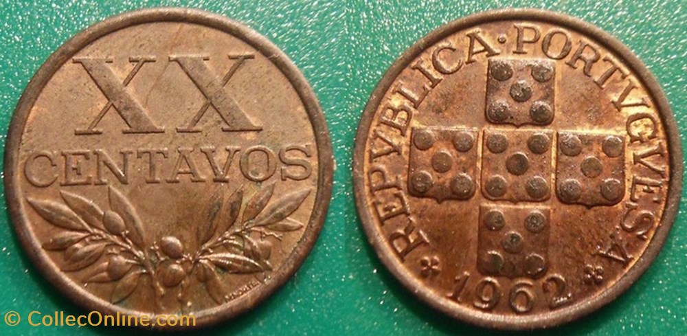 20 Centavos 1962 monnaie monde portugal 20 centavos 1962