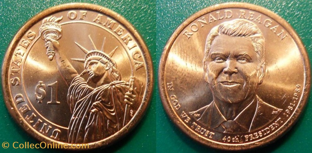 1 dollar Presidents: 1981-1989 Ronald Reegan monnaie monde etat uni 1 dollar presidents 1981 1989 ronald reegan