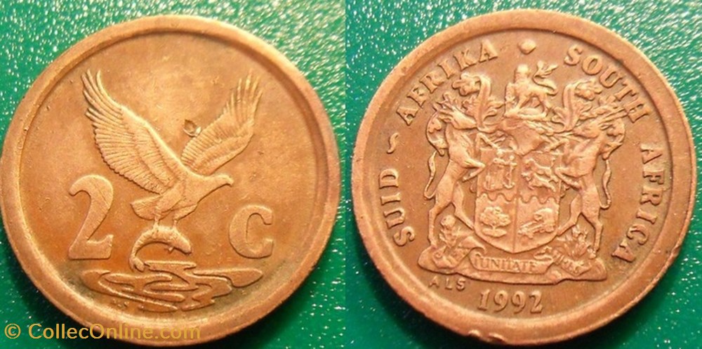 2 Cents 1992 monnaie monde afrique du sud 2 cents 1992