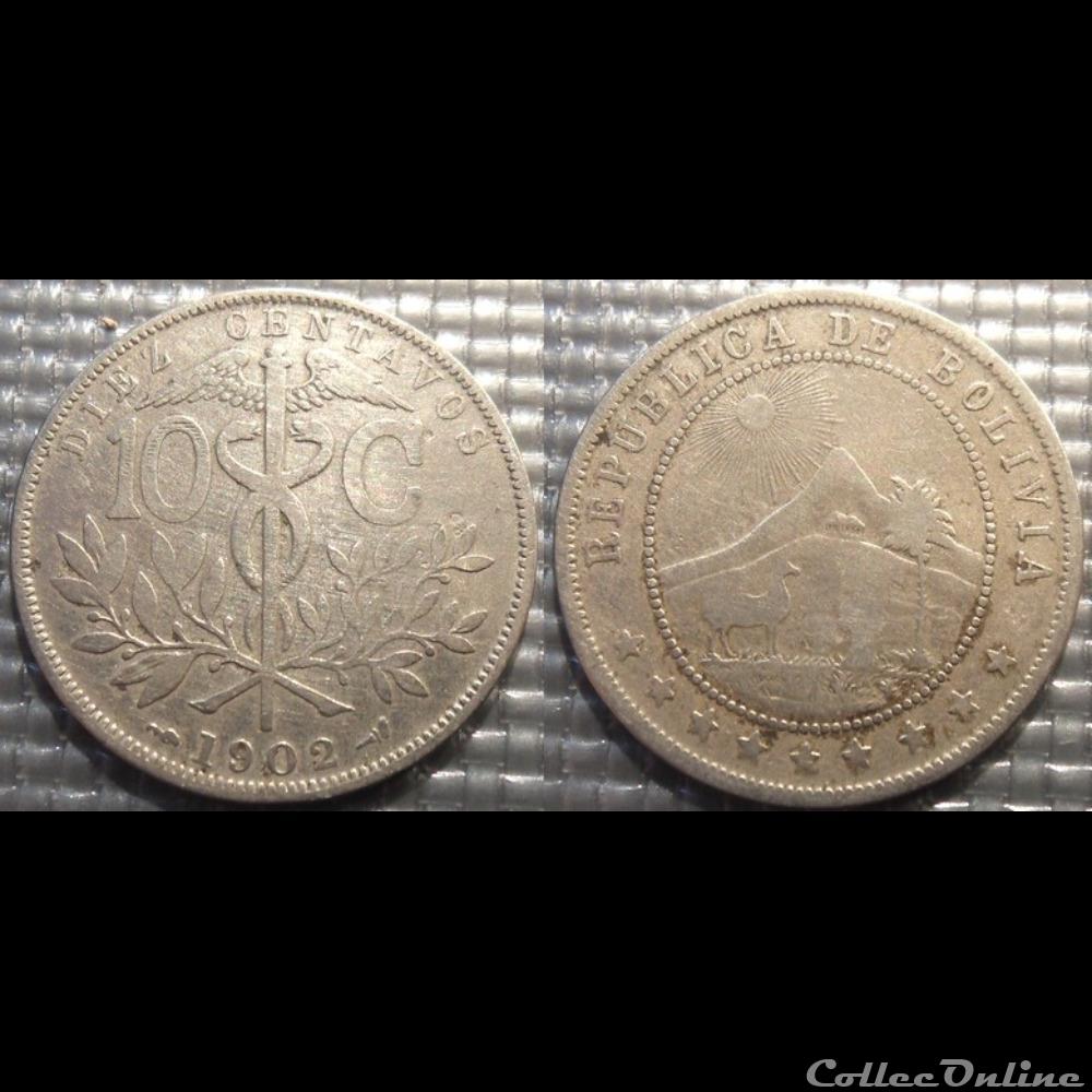 Bolivie 10 centavos 1902 monnaie monde moderne bolivie 10 centavos 1902