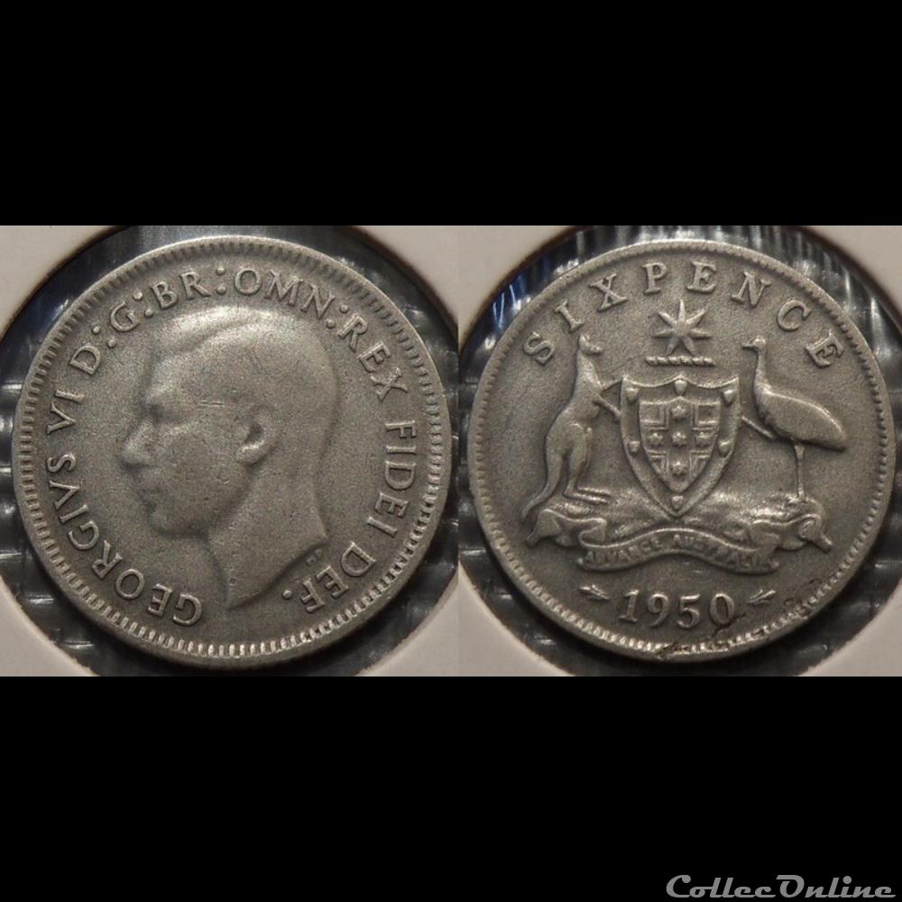 monnaie france moderne australie 6 pence 1950