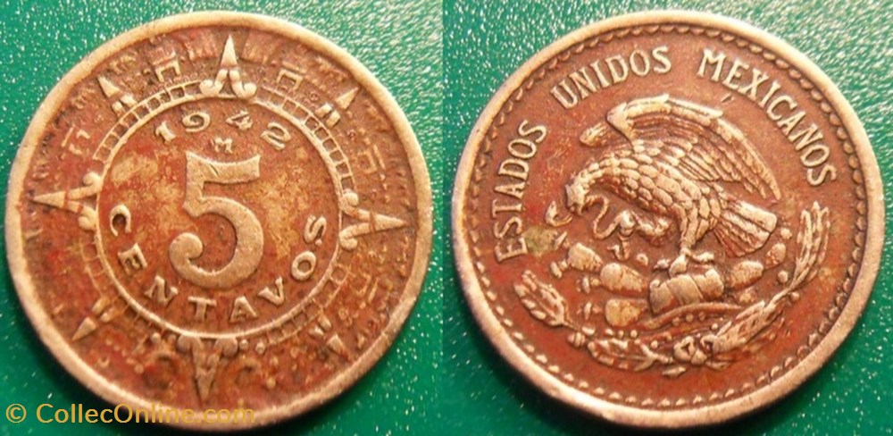 5 Centavos 1942 monnaie monde mexique 5 centavos 1942