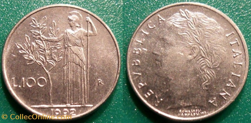 monnaie monde italie 100 lires 1992 petit module