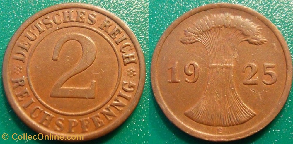 monnaie 2 reichspfennig 1925