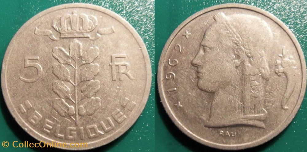 5 Francs 1962 Belgique monnaie monde 5 francs 1962 belgique