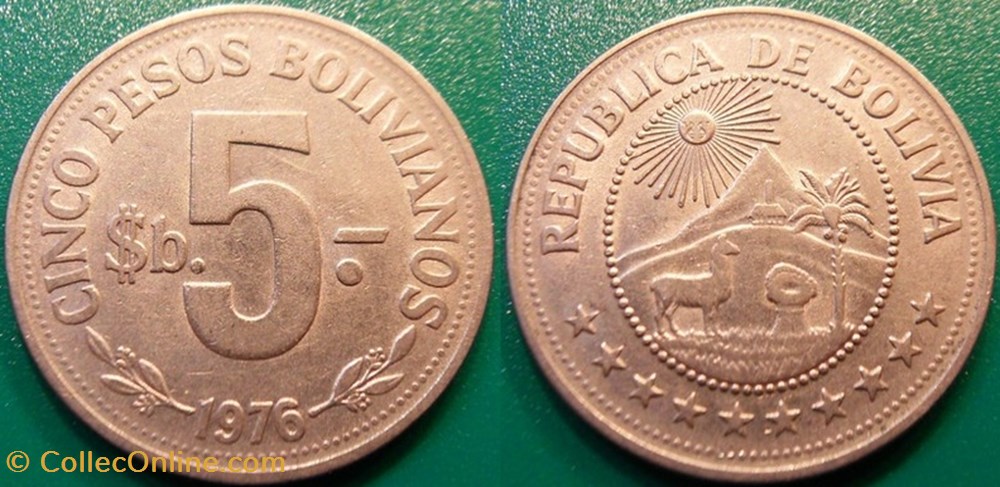 2 Pesos Bolivianos 1976 monnaie monde bolivie 2 pesos bolivianos 1976