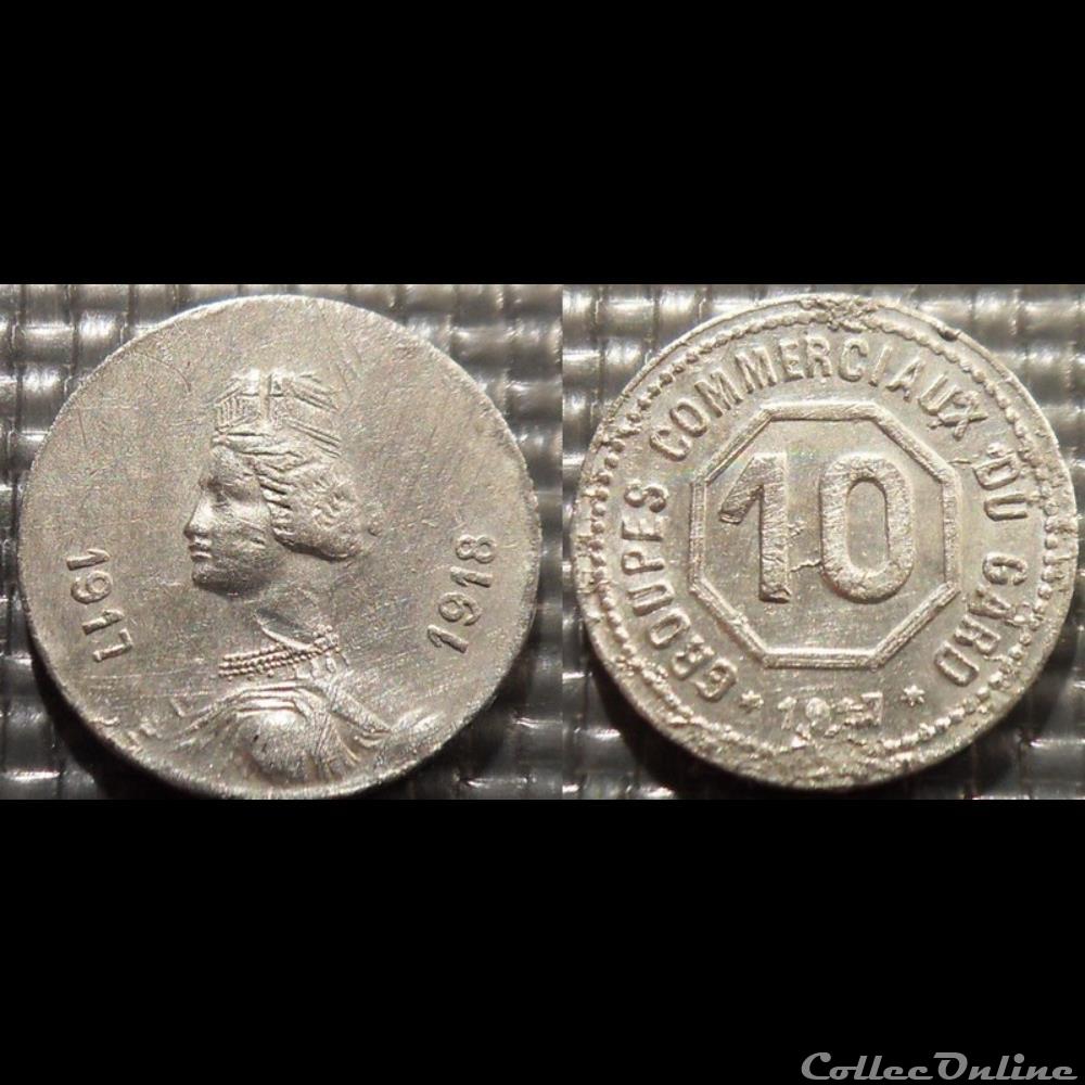 p- MN Gard 10 C. 1917-1918 Al Elie:10.1 monnaies paranumismatique jetons poids p mn gard 10 c 1917 1918 al elie 10 1