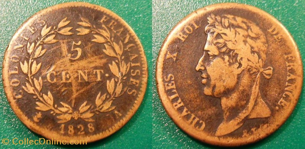 Colonies Générales 5 Centimes Charles X 1828 A monnaies francaises colonies generales 5 centimes charles x 1828 a