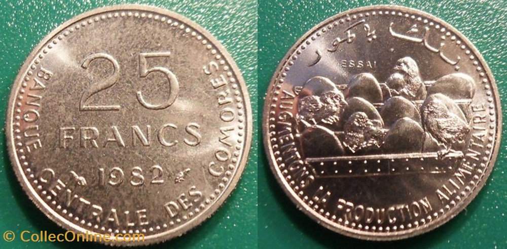 25 Francs 1982 ESSAI monnaie monde comore 25 francs 1982 essai