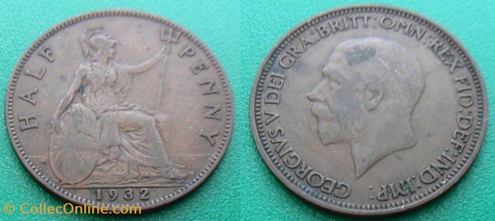 1/2 Penny 1932 Petite tête monnaie monde royaume uni 1 2 penny 1932 petite tete