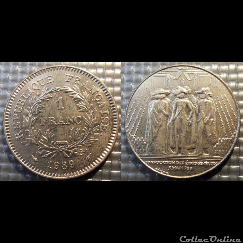 Hi 1 franc Etats Généraux 1989 24mm 6g monnaie france moderne hi 1 franc etats generaux 1989 24mm 6g