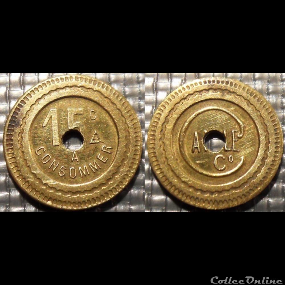 f- Jeton à consommer 15 C. monnaie mereaux f jeton a consommer 15 c