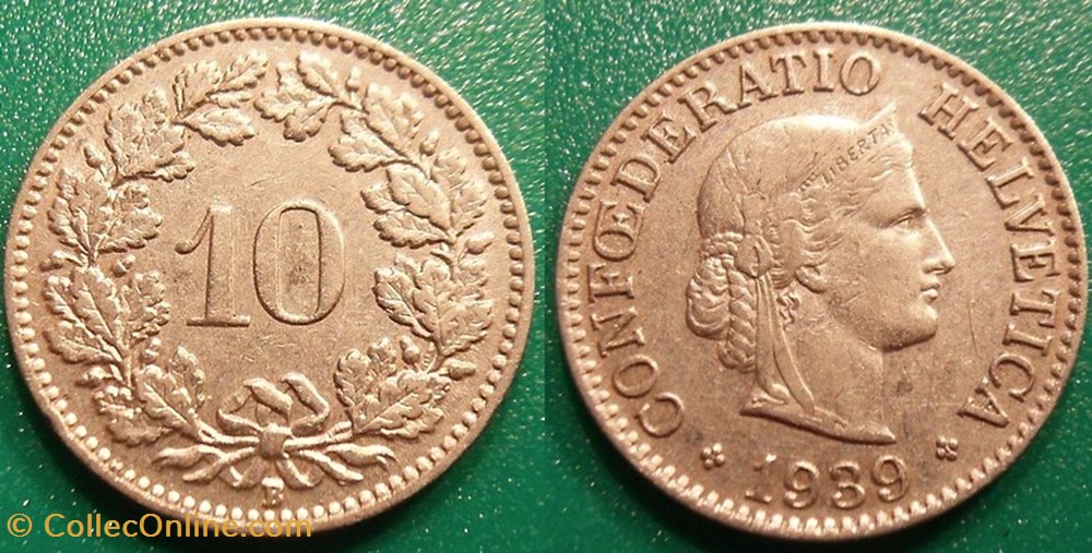 10 Centimes 1939 monnaie monde suisse 10 centimes 1939