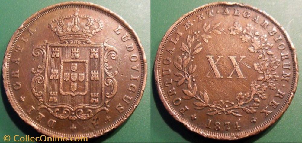 Portugal XX Reis 1871 monnaie monde portugal xx reis 1871