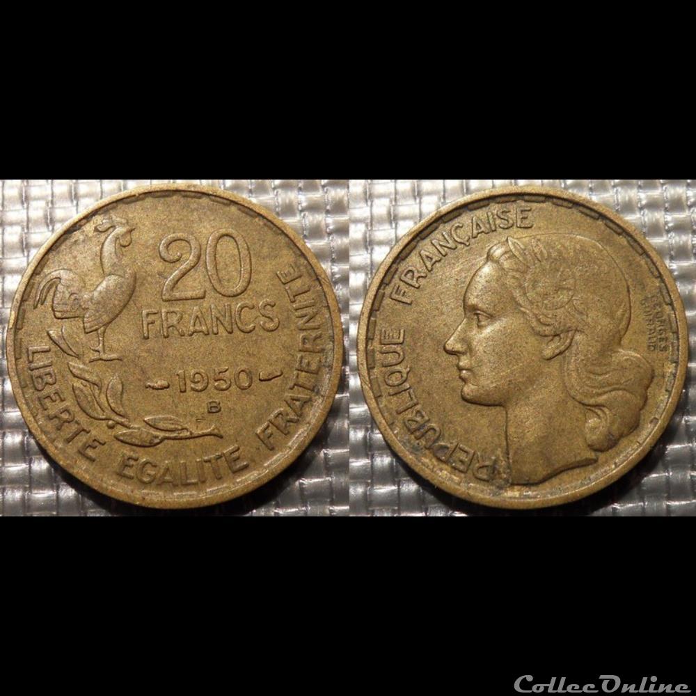 monnaie france moderne mb 20 francs georges guiraud 1950 b 23 5mm 4g