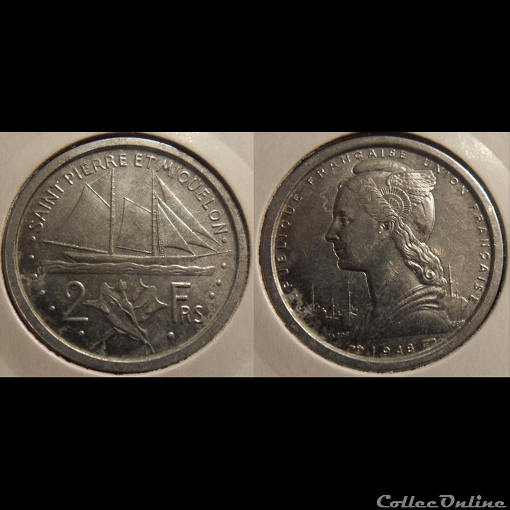Saint Pierre et Miquelon 2 Francs Union Française 1948 monnaie france colony saint pierre et miquelon 2 francs union francaise 1948