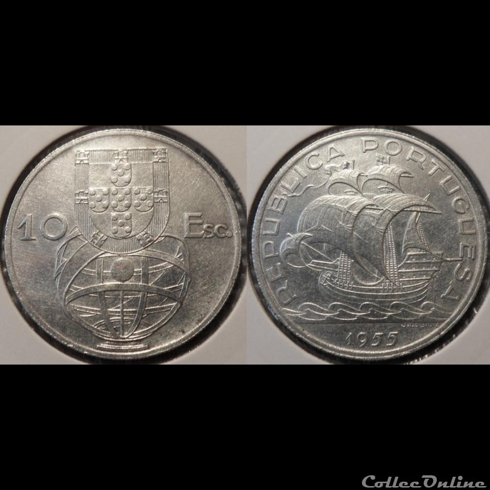 Portugal 10 Escudos 1955 monnaie monde moderne portugal 10 escudos 1955