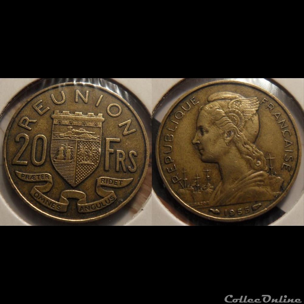 Réunion (Ile de la) 20 Francs République Française 1955 aile monnaie france colony reunion ile de la 20 francs republique francaise 1955 aile