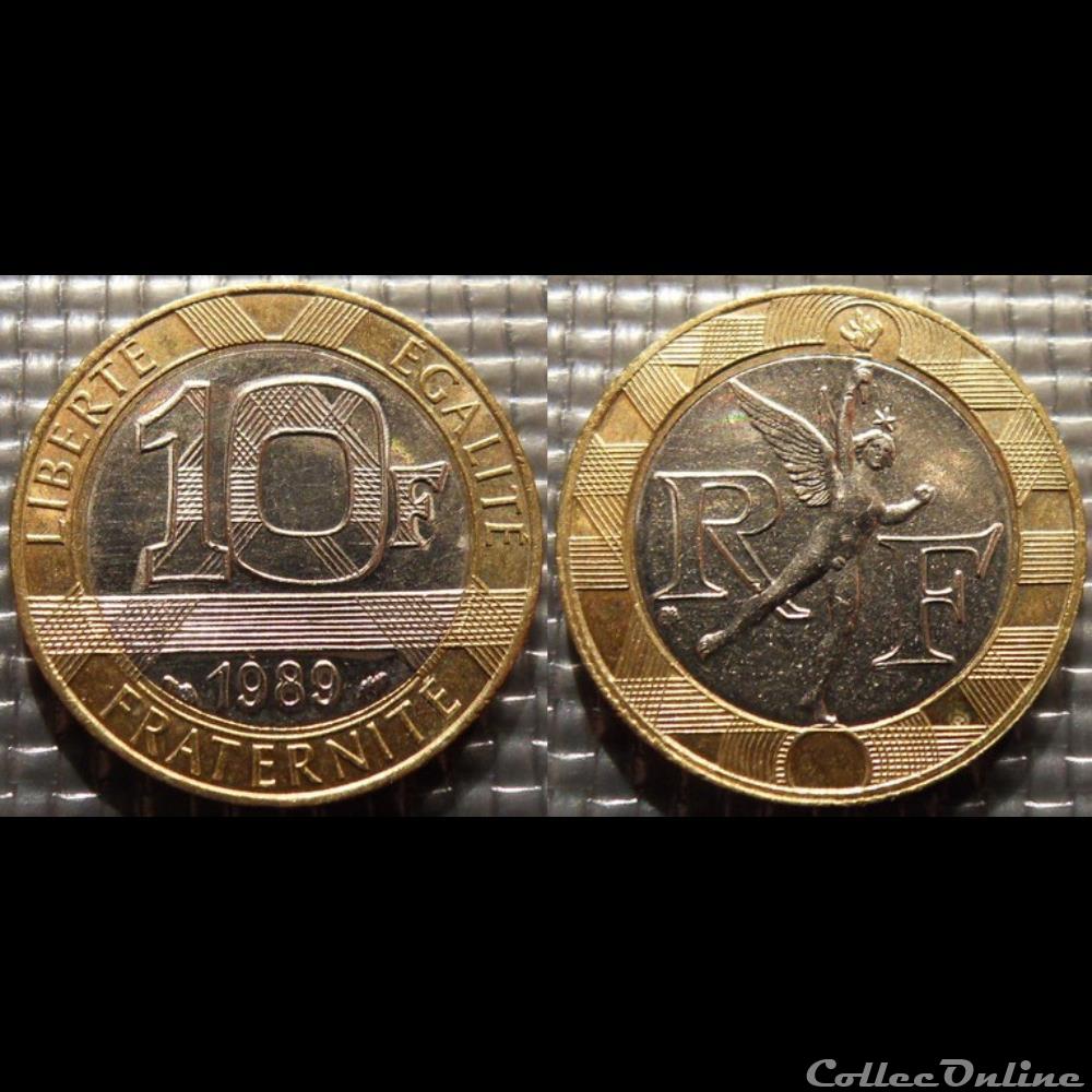 Lq 10 francs Génie de la Bastille 1989 23mm 6.5g monnaie france moderne lq 10 francs genie de la bastille 1989 23mm 6 5g