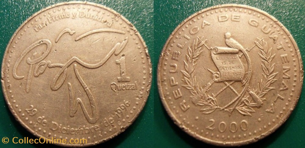 1 Quetzal 2000 monnaie monde guatemala 1 quetzal 2000