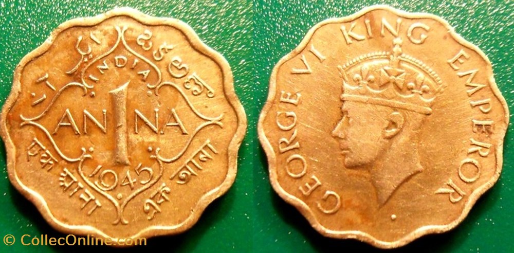 1 Anna 1945 monnaie monde inde 1 anna 1945