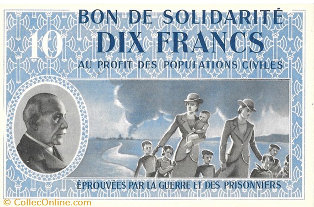 a0- Bon de solidarité DIX FRANCS Pétain monnaie jeton mereaux a0 bon de solidarite dix francs petain