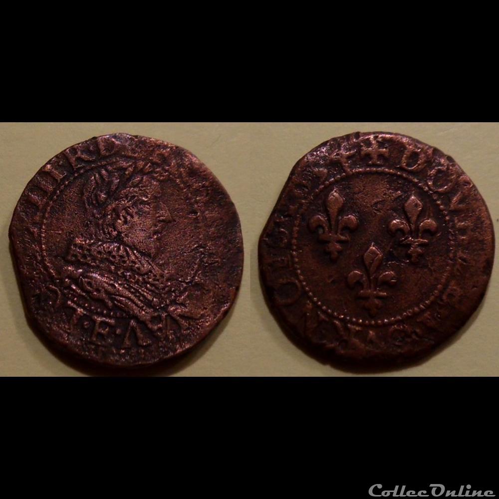monnaie france a royale g1 louis xiii tours double tournois 1634 e