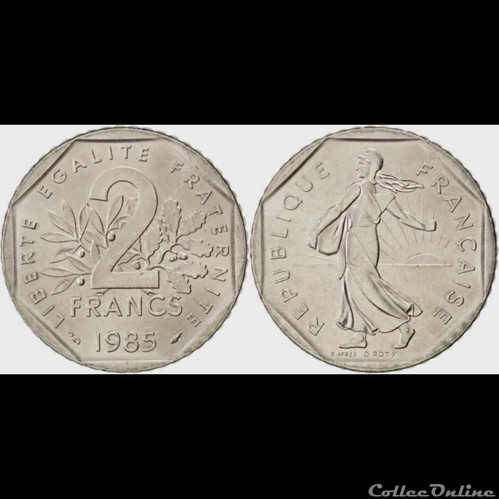 monnaie france moderne jg 2 francs semeuse 1985 26 5mm 7 5g
